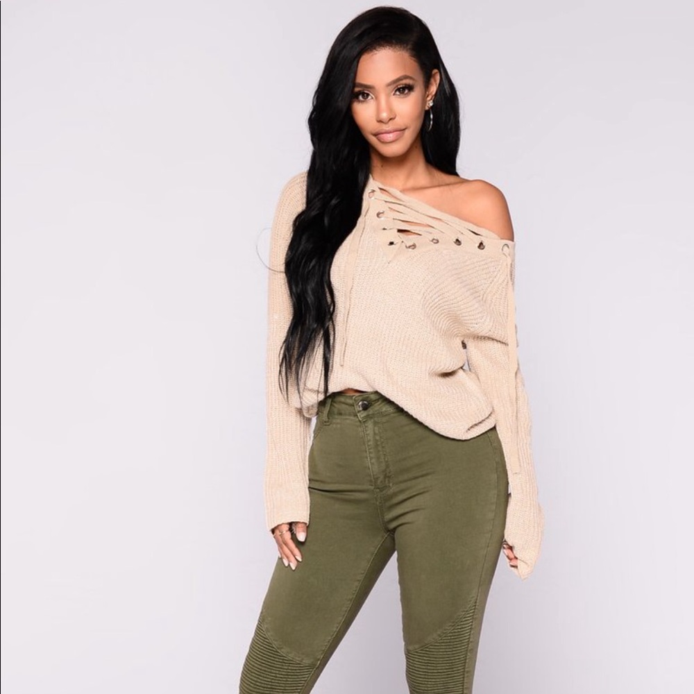 Lace Up Sweater - Fashion Nova